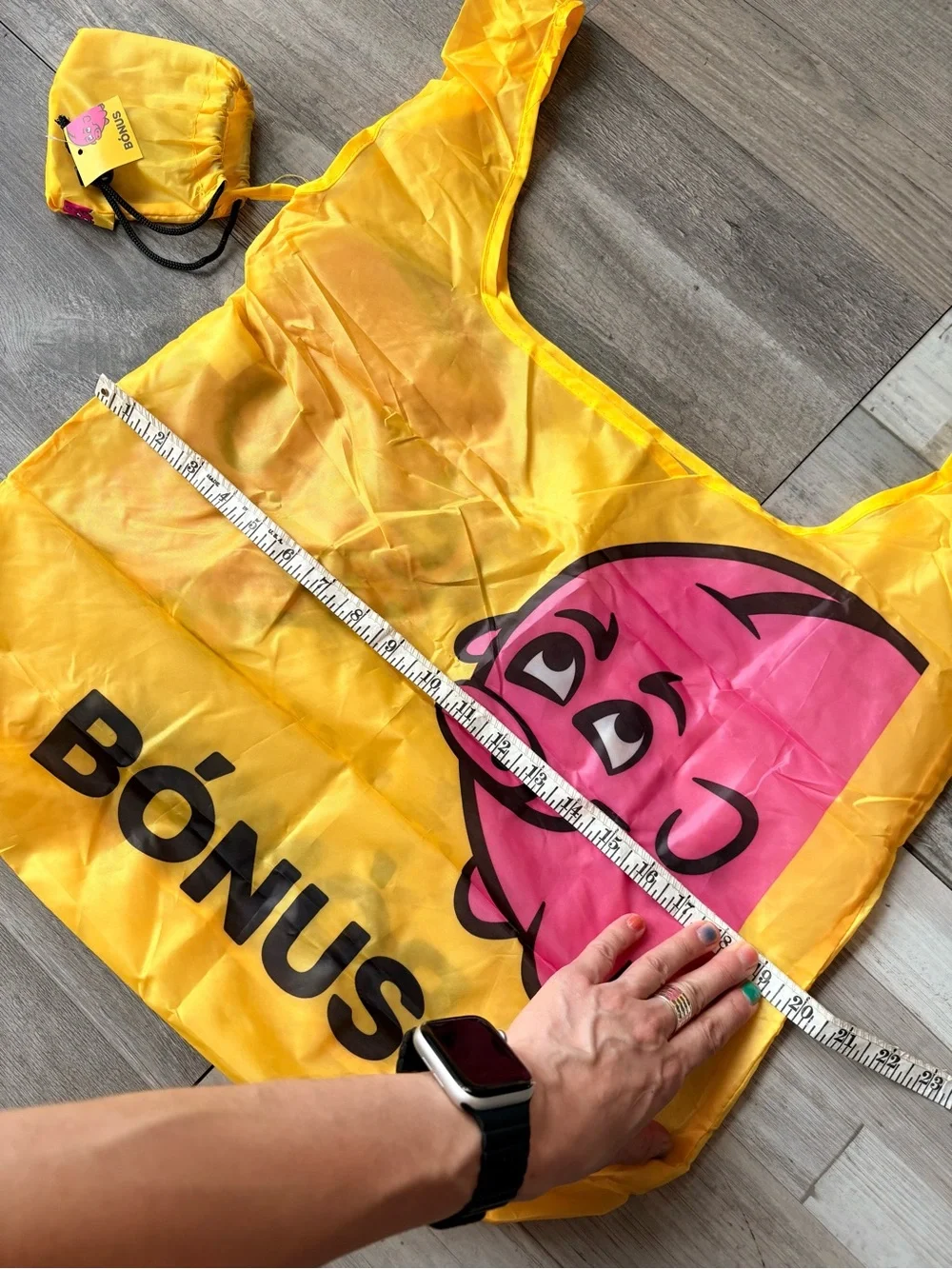 NWT Bonus Iceland  Shopping Bag Tote with Pouch Pink Pig Reusable Foldable